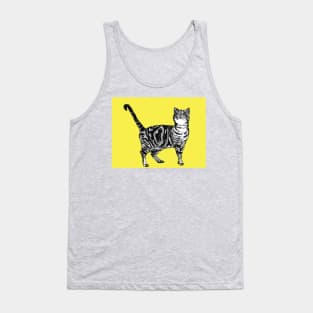 Cute Striped Tabby Cat Art Lemon Yellow Tank Top